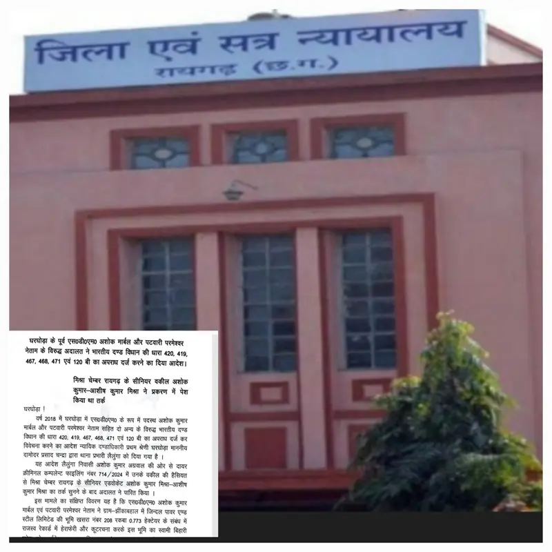 घरघोड़ा के पूर्व एसडीएम,पटवारी के विरुद्ध अपराध दर्ज का आदेश,फर्जी तरीके से जमीन नामांतरण का मामला…